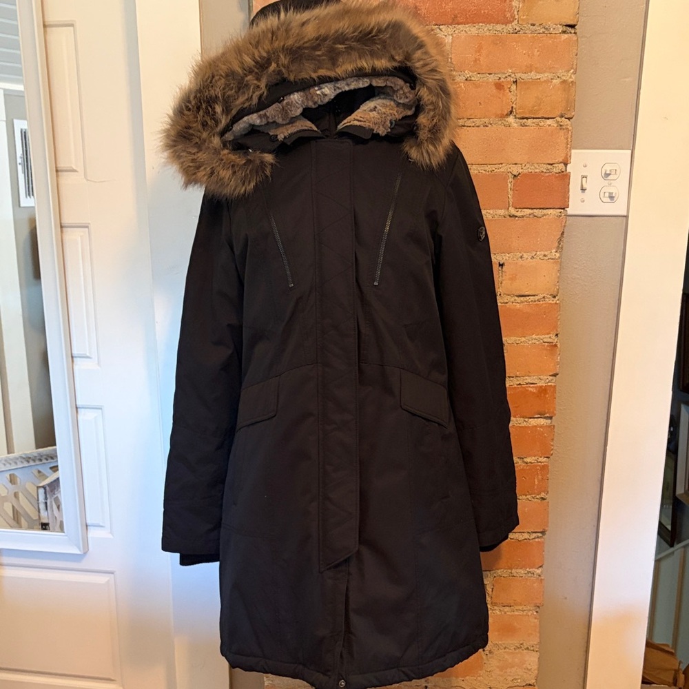 1 Madison Expedition Woman’s Black Parka with Faux Fur Trim